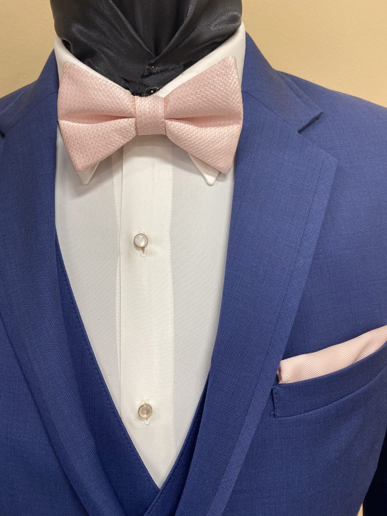 Blush Bow Tie on Cobalt Blue Tuxedo