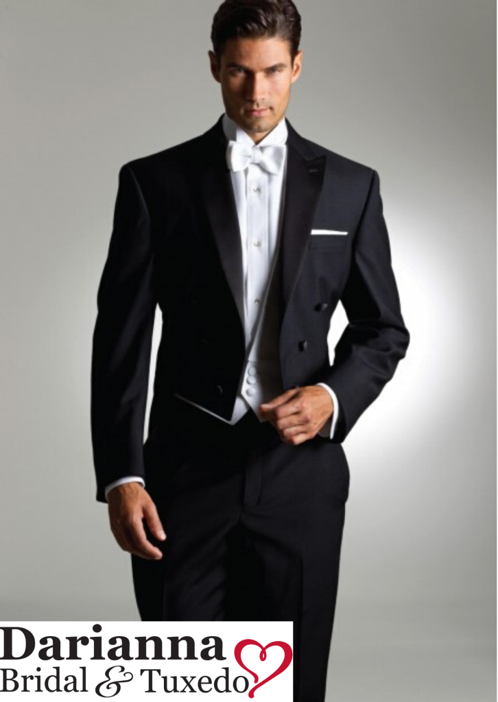 Black Tuxedo with black tails and white tie formal 